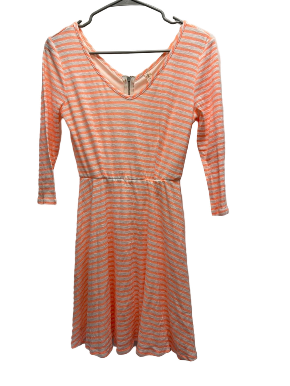 Pink Owl Neon Coral and White Striped Dress Size Small